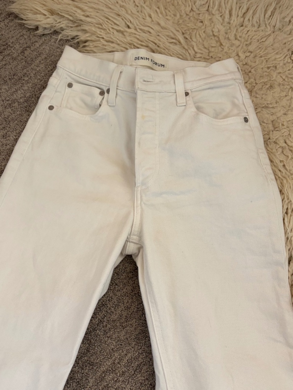 Denim forum women's white straight leg jeans